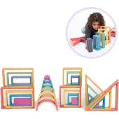 TickiT Regenboog Architect Speel- en Leer Set - 28 Houten Geometrische Vormen - Educatief en Creatief Speelgoed
