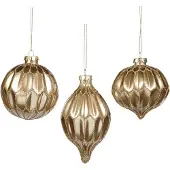 Goodwill Kerstbal Glas Crème D 8 cm Voordeel Ass. 3 stuks
