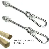 Buitenspeelgoed Keupink Schommelhaak dwarsdoor M12 (160mm) met karabijnhaak(2 stuks)