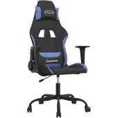 vidaXL Gamestoel stof zwart en blauw