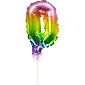 Folat - Folieballon taart Mini cijfer 0 Regenboog (13cm)