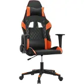 vidaXL Massage gamestoel kunstleer zwart en oranje