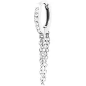 Lucardi Dames Helixpiercing kristal+ketting - Piercing - Cadeau - Staal - Zilverkleurig