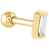 Lucardi Dames Helixpiercing gold baguette zirkonia - Piercing - Cadeau - Staal - Goudkleurig
