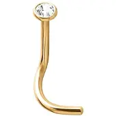 Lucardi Stalen neuspiercing goldplated met kristal