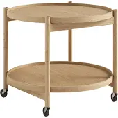 Brdr. Krüger Bølling Tray Table model 60 roltafel eikenhout olie, geolied eikenhouten onderstel