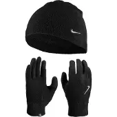 Nike Fleece Muts en Handschoenen Set Zwart Zilver