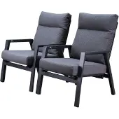 AVH-Collectie Vegas lounge balkonset 2 delig verstelbaar antraciet