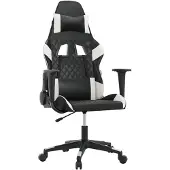 vidaXL Massage gamestoel kunstleer zwart en wit