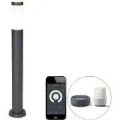 QAZQA Smart buitenlamp paal antraciet 80 cm incl. Wifi P45 - Rox