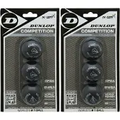 Dunlop Competition Squashbal 2x3-pack (6 Ballen) - Zwart