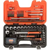 Bahco Dopsleutel + dopmoer, BAHSL79 BHSL79 Juego de vasos y puntas 1/4" y 1/2", mm, 79 stuks, Naranja (1/4")
