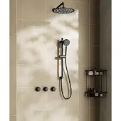 Saniclear Plus inbouw regendouche met 20cm hoofddouche, muurarm en glijstang zwart mat