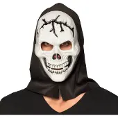 Boland Gezichtsmasker Schedel met kap (Zwart, wit)