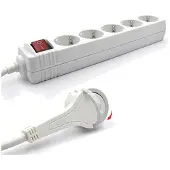 Ewent EW3955 Power Strip white, with switch/flat plug, DE