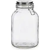 Vivalto Glazen luxe keuken voorraadpot/voorraadbus met klepdeksel zilver 3000 ml - Voorraadpot