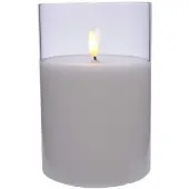 Kaemingk Kaars, was, glas, LED, 15 cm, wit