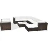 vidaXL Loungeset poly rattan bruin 32-delig online kopen
