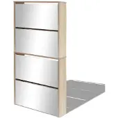 vidaXL Schoenenkast met 4 spiegels 63x17x134 cm eikenhout