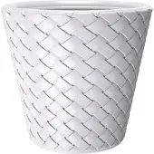 Prosperplast 1x Stuks kunststof Matuba rotan bloempotten/plantenpotten wit 35 cm - Plantenpotten