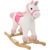 vidaXL Hobbeldier eenhoorn 65x32x58 cm pluche wit en roze