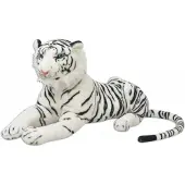 vidaXL Knuffel "Wenze" van polyester, wit met tijgerstrepen. Afmetingen (breedte/hoogte): 80x40 cm