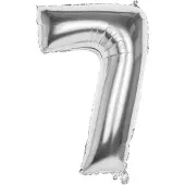 Boland folieballon cijfer 7 latex zilver 86 cm