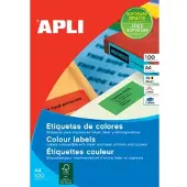 APLI Gekleurde etiketten Ft 105 x 148 mm (b x h), groen, 80 stuks, 4 per blad, etui van 20 blad - 2 stuks