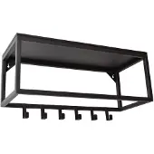 Loft42 Blacky Kapstok met 6 Haken, Roede en Hoedenplank