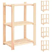 vidaXL Opbergrekken 3-laags 5 st 60x38x90 cm massief grenenhout 150 kg