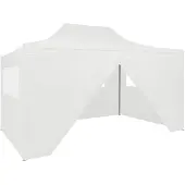 vidaXL Partytent met 4 zijwanden inklapbaar 280x410x315 cm staal wit