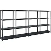 vidaXL Opbergrek 4-laags 244x30,5x130 cm kunststof zwart