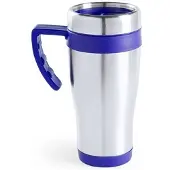 Carson RVS thermosbeker/warmhoud koffiebeker - blauw - 500 ml - Isoleerbeker - Thermosbeker