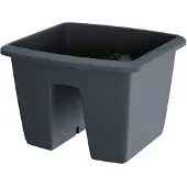 Prosperplast 1x Kunststof balkon plantenpotten/bloempotten antraciet 29 cm - Plantenpotten