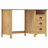 vidaXL Bureau Hill met 3 lades, 120x50x74 cm, grenenhout