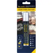 Securit Witte krijtstiften rond - set 2x stuks - dunne punt 1-2 mm - Krijtstiften