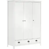 vidaXL Garderobekast met 3 deuren, Hill, wit, 127x50x170 cm, grenenhout