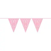 Merkloos 3x Roze Nijntje meisje geboren slingers van 6 meter - Vlaggenlijnen