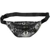 Merkloos Zwarte/witte slangenprint heuptas/fanny pack/cross body tas 31 cm - Heuptassen