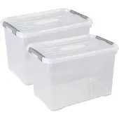Curver Handy+ Opbergbox - 65L - 2 stuks - Transparant met deksel
