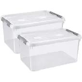 Curver Handy+ Opbergbox - 50L - 2 stuks - Transparant met deksel