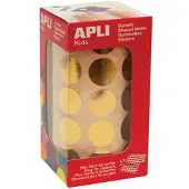 APLI Kids stickers op rol, cirkel diameter 20 mm, 1770 stuks, metallic goud - 2 stuks