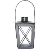 Fancy flames Zilveren tuin lantaarn/windlicht van ijzer 12 x 12 x 16 cm - Lantaarns