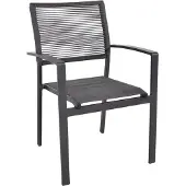 Lesli Living Vito stapelbare tuinstoel met rope antraciet - Aluminium/Rope - Stapelbare stoel -