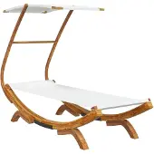 vidaXL Loungebed met luifel 100x190x134 cm massief gebogen hout crème