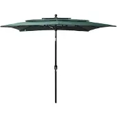 vidaXL Parasol 3-laags met aluminium paal 2,5x2,5 m groen