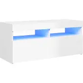 vidaXL Tv-meubel met LED-verlichting 90x35x40 cm hoogglans wit