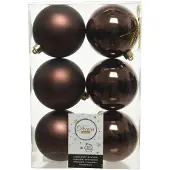 Décoris Kerstballen set | | Ø 8 cm | 6 stuks (Bruin)