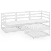 vidaXL 4-delige loungeset voor de tuin, wit, massief hout, grenen