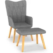 vidaXL Relaxstoel met voetenbank stof donkergrijs